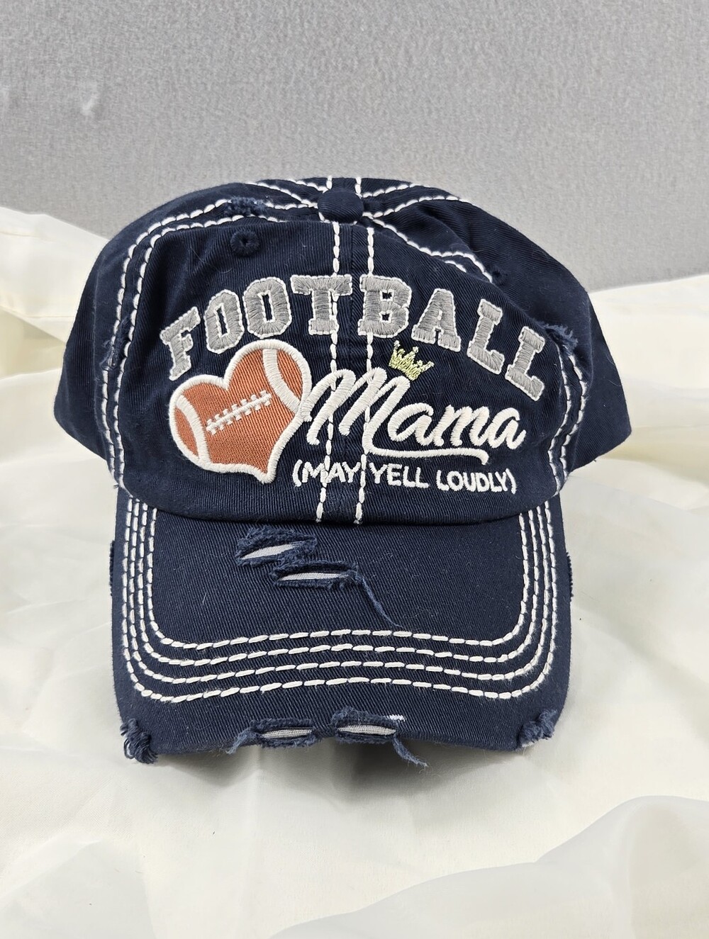 KBETHOS Vintage Football Mama "May Yell Loudly" Distressed Cap